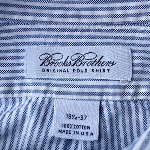 Brooks Brothers Original Polo Blue Stripe Shirt Large 18.5 37 USA